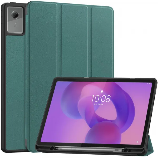 LEATHER Zaklápací kryt pre Lenovo Idea Tab Plus / Tab K12 zelený