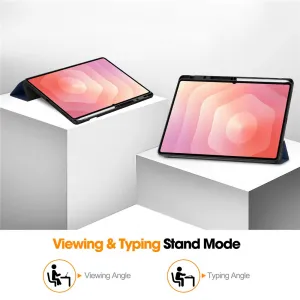 LEATHER Zaklápací kryt pre Samsung Galaxy Tab S11 Ultra modrý