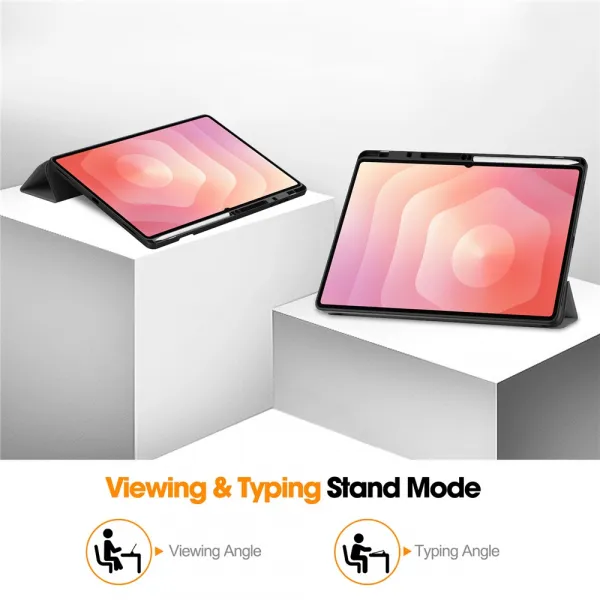 LEATHER Zaklápací kryt pre Samsung Galaxy Tab S11 Ultra šedý