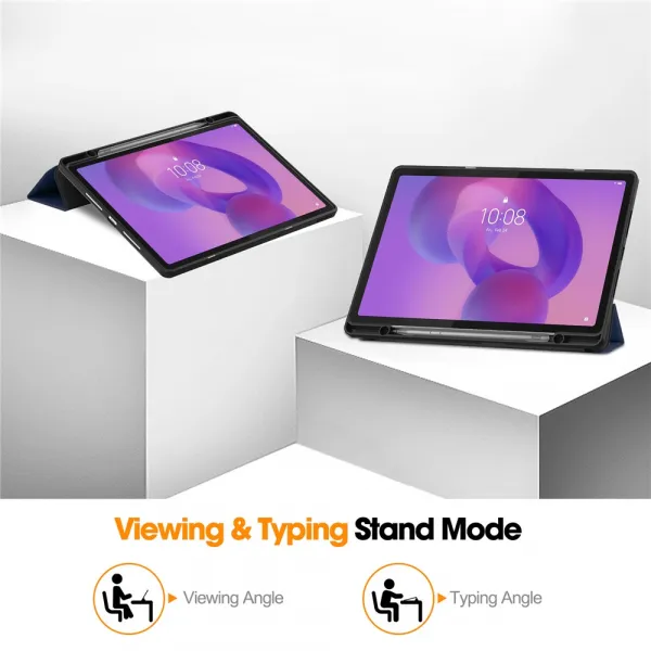 LEATHER Zaklápací kryt pre Lenovo Idea Tab Plus / Tab K12 modrý