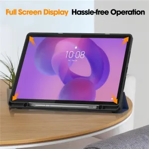 LEATHER Zaklápací kryt pre Lenovo Idea Tab Plus / Tab K12 modrý