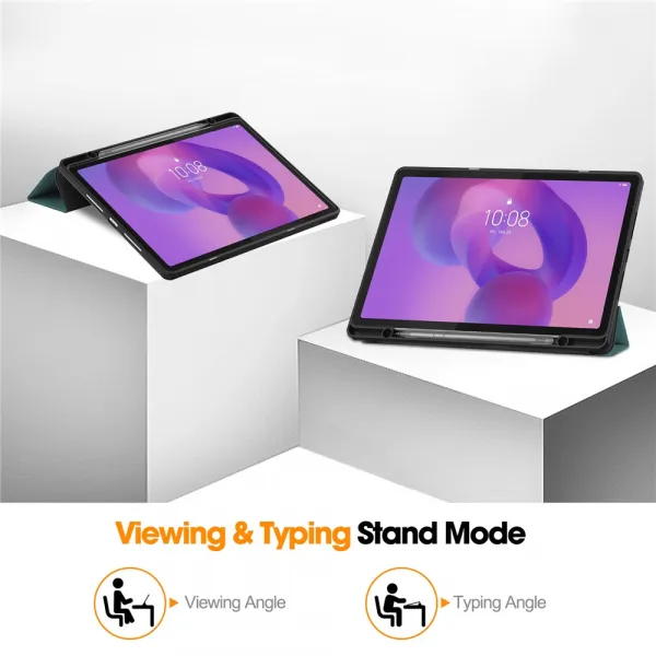 LEATHER Zaklápací kryt pre Lenovo Idea Tab Plus / Tab K12 zelený