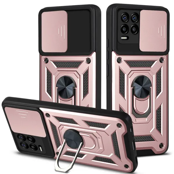 RING CAMERA Kryt s držiakom pre Realme 8 / Realme 8 Pro ružový