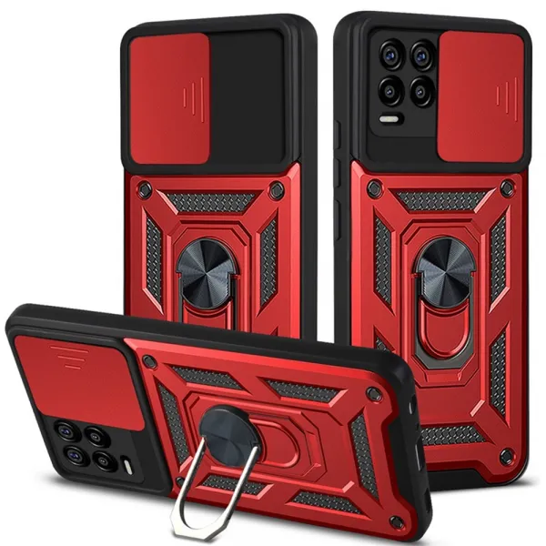 RING CAMERA Kryt s držiakom pre Realme 8 / Realme 8 Pro červený