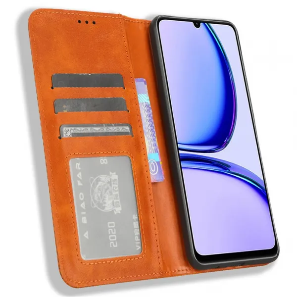 BUSINESS Peňaženkový kryt pre Realme Note 50 hnedý