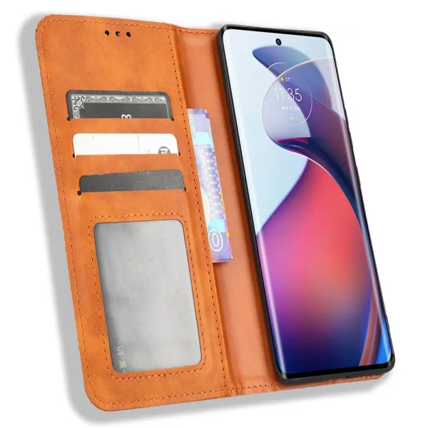 BUSINESS Peňaženkové puzdro pre Motorola Edge 30 Fusion hnedé