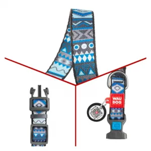 Nylonový obojok s QR kódom ETHNO blue, Varianta: XL