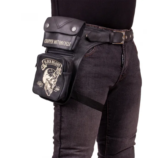 W-TEC Black Heart Devil Skull Black Leather