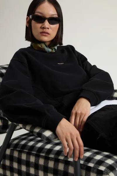 Mikina Woolrich Winter Fleece Crewneck Black