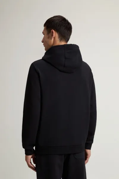 Mikina Woolrich Logo Interlock Hoodie Black