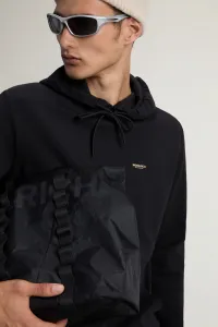 Mikina Woolrich Logo Interlock Hoodie Black