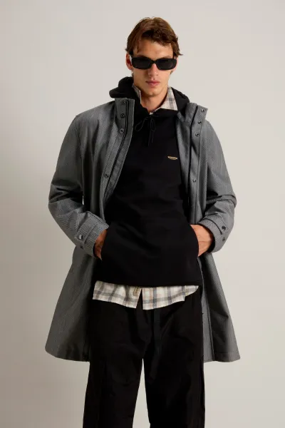 Mikina Woolrich Logo Interlock Hoodie Black