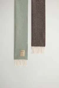 Šál Woolrich Color Block Wool Scarf Soil Brown