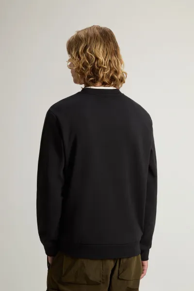 Mikina Woolrich Logo Interlock Crewneck Black