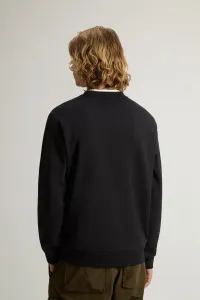 Mikina Woolrich Logo Interlock Crewneck Black