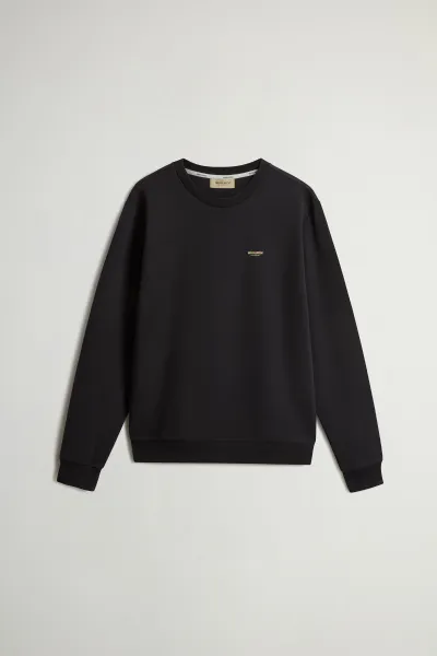 Mikina Woolrich Logo Interlock Crewneck Black