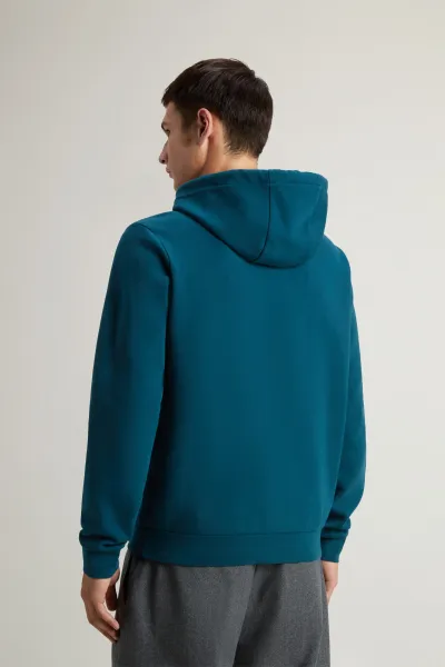 Mikina Woolrich Logo Interlock Hoodie Deep Water