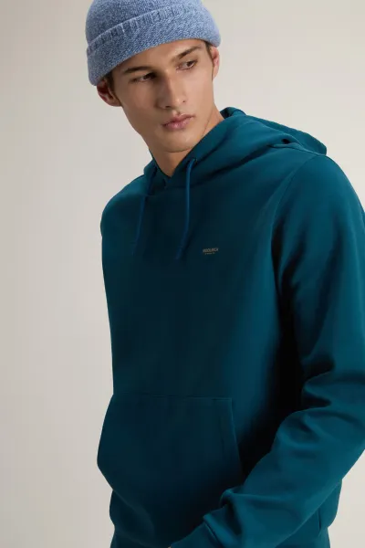 Mikina Woolrich Logo Interlock Hoodie Deep Water