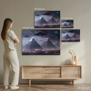 Futuristický obraz pyramíd a UFO - Hviezda apokalypsa