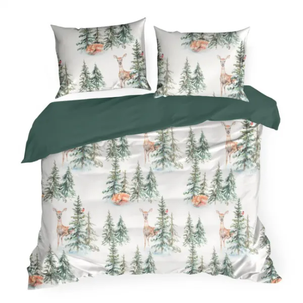 Posteľná súprava DEER biela / zelená