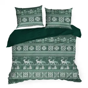 Posteľná súprava CLOVER biela / tmavozelená