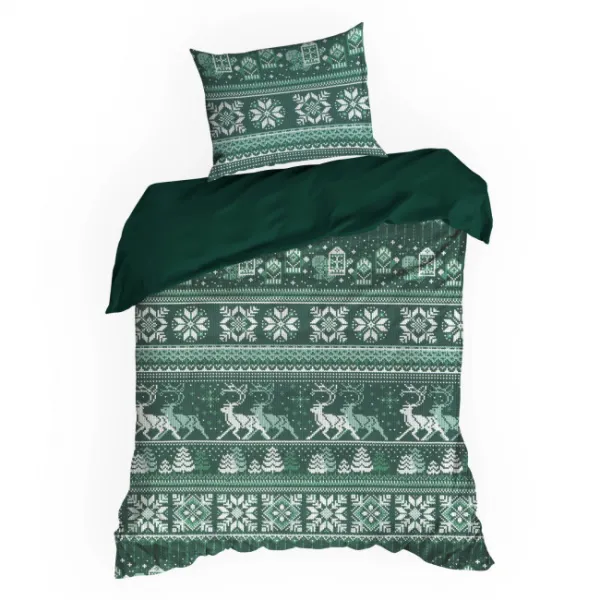 Posteľná súprava CLOVER biela / tmavozelená