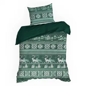 Posteľná súprava CLOVER biela / tmavozelená