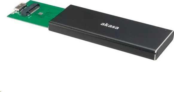Externý box AKASA pre M.2 SSD SATA II, III, USB 3.1 Gen1 Micro-B, (podporuje 2230, 2242, 2260 a 2280), hliník, čierna