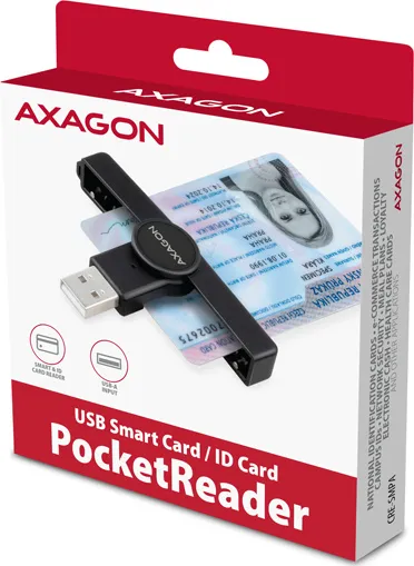 AXAGON CRE-SMPA, USB-A PocketReader čítačka kontaktných kariet ID card (eID klient)