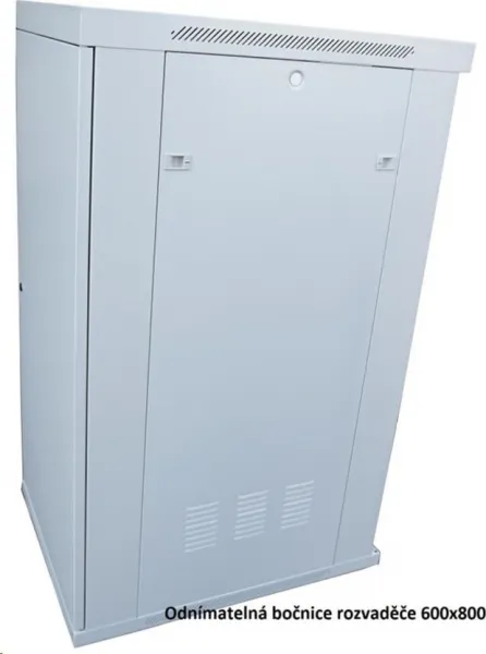 LEXI-Net 19" stojanový rozvaděč 27U 600x800 rozebiratelný, ventilační jednotka, termostat, kolečka, 600kg, sklo, šedý