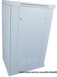 LEXI-Net 19" stojanový rozvaděč 27U 600x800 rozebiratelný, ventilační jednotka, termostat, kolečka, 600kg, sklo, šedý