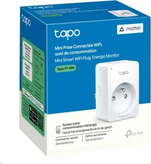 TP-Link Tapo P110M chytrá WiFi mini zásuvka (3680W,16A,2,4 GHz,BT,Matter certified)