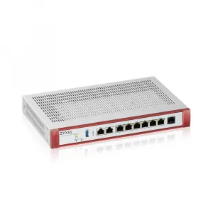 Zyxel USG FLEX 200HP Series, User-definable ports with 1*2.5G, 1*2.5G (PoE+) & 6*1G, 1*USB with1 YR Gold Security Pack
