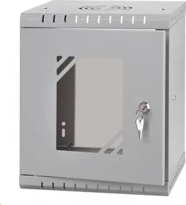 LEXI-Net 10" nástěnný rozvaděč Basic 6U 292x300, skleněné dveře, bez zad, svařovaný, šedý