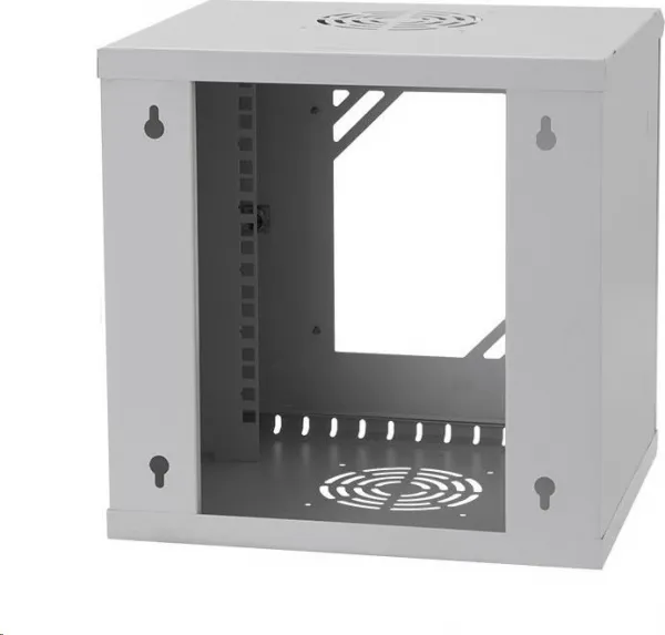 LEXI-Net 10" nástěnný rozvaděč Basic 6U 292x300, skleněné dveře, bez zad, svařovaný, šedý