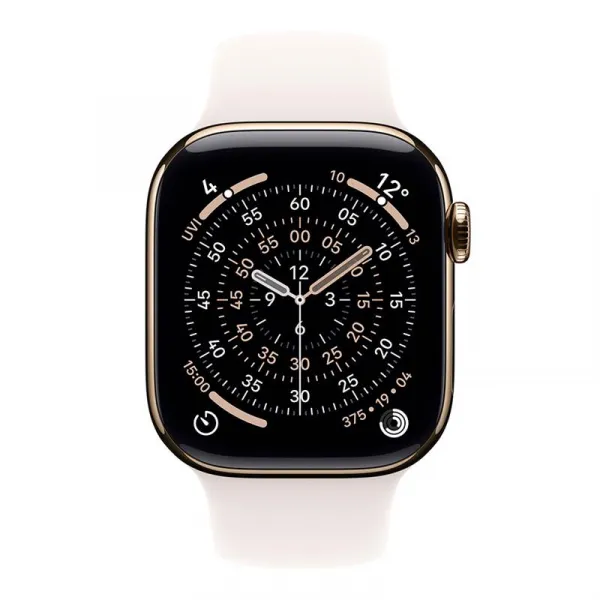 Apple Watch Series 11 GPS + Cellular 46mm Gold Titanium Case with Light Blush Sport Band - M/L MFD64WF/A