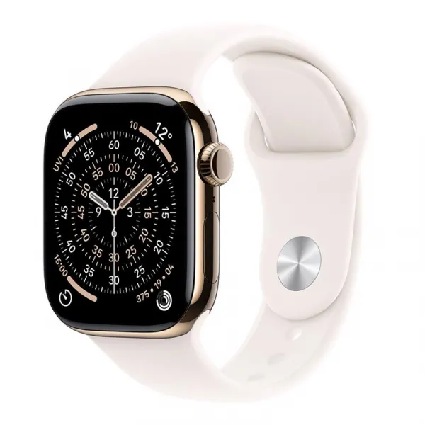 Apple Watch Series 11 GPS + Cellular 46mm Gold Titanium Case with Light Blush Sport Band - M/L MFD64WF/A