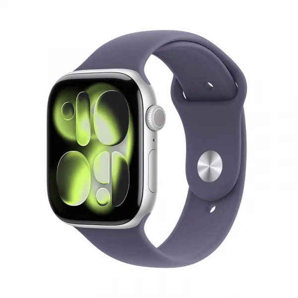 Apple Watch Series 11 GPS + Cellular 42mm Silver Aluminium Case with Purple Fog Sport Band - S/M, MF8H4WF/A
