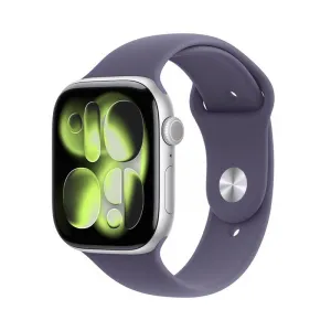 Apple Watch Series 11 GPS + Cellular 42mm Silver Aluminium Case with Purple Fog Sport Band - S/M, MF8H4WF/A