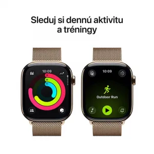 Apple Watch Series 11 GPS + Cellular 46mm Gold Titanium Case with Gold Milanese Loop - M/L MFD84WF/A