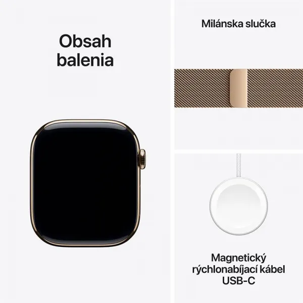 Apple Watch Series 11 GPS + Cellular 46mm Gold Titanium Case with Gold Milanese Loop - M/L MFD84WF/A