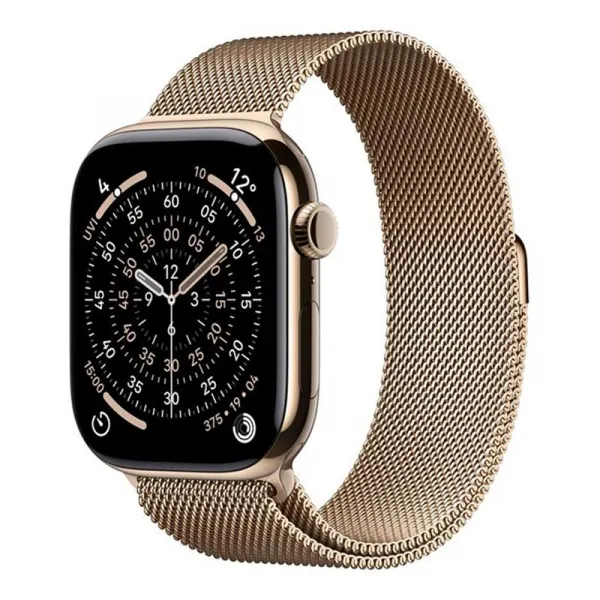Apple Watch Series 11 GPS + Cellular 46mm Gold Titanium Case with Gold Milanese Loop - M/L MFD84WF/A