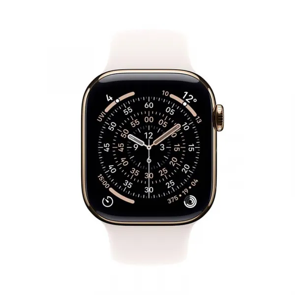 Apple Watch Series 11 GPS + Cellular 42mm Gold Titanium Case with Light Blush Sport Band - M/L MF8X4WF/A