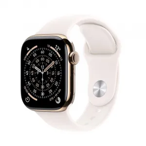 Apple Watch Series 11 GPS + Cellular 42mm Gold Titanium Case with Light Blush Sport Band - M/L MF8X4WF/A
