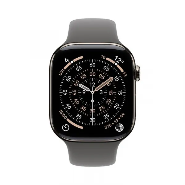 Apple Watch Series 11 GPS + Cellular 42mm Natural Titanium Case with Stone Grey Sport Band - S/M, MF8M4WF/A