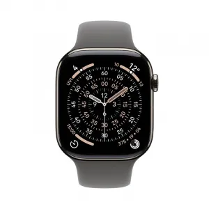 Apple Watch Series 11 GPS + Cellular 42mm Natural Titanium Case with Stone Grey Sport Band - S/M, MF8M4WF/A