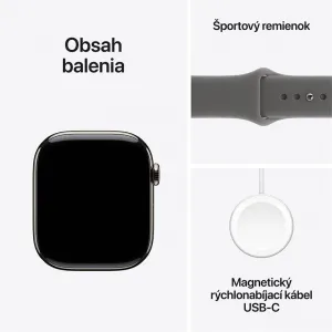 Apple Watch Series 11 GPS + Cellular 46mm Natural Titanium Case with Stone Grey Sport Band - S/M MFCW4WF/A
