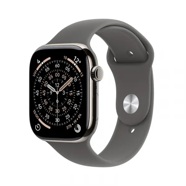 Apple Watch Series 11 GPS + Cellular 42mm Natural Titanium Case with Stone Grey Sport Band - S/M, MF8M4WF/A