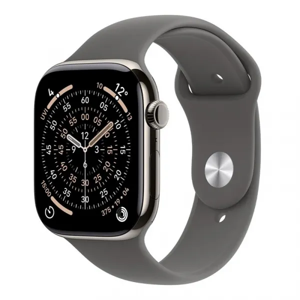 Apple Watch Series 11 GPS + Cellular 46mm Natural Titanium Case with Stone Grey Sport Band - S/M MFCW4WF/A