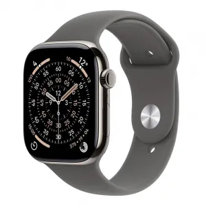 Apple Watch Series 11 GPS + Cellular 46mm Natural Titanium Case with Stone Grey Sport Band - S/M MFCW4WF/A